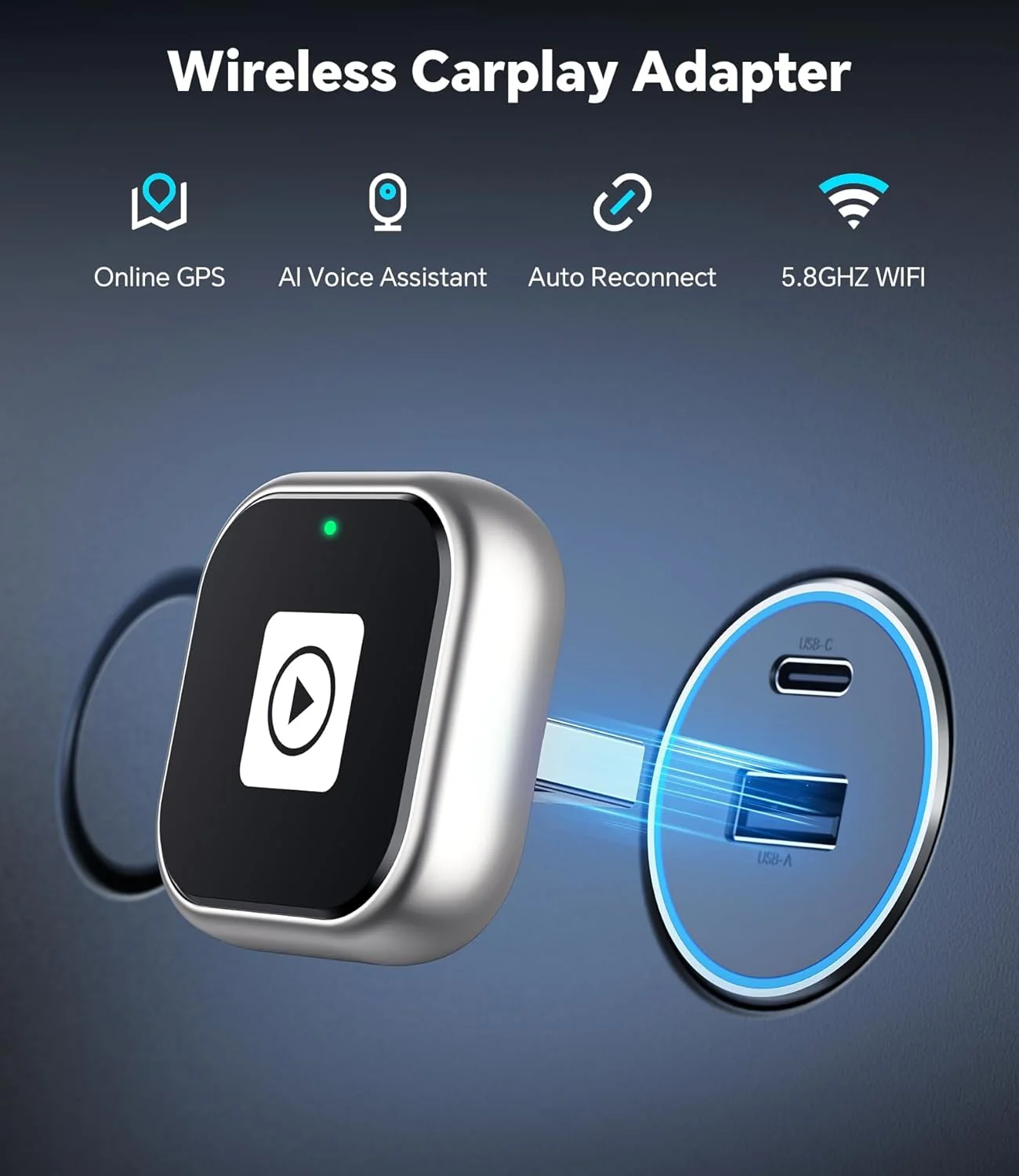 ENOMIR A10 Mini Wireless CarPlay Adapter for iPhone & Android Auto - Image 2