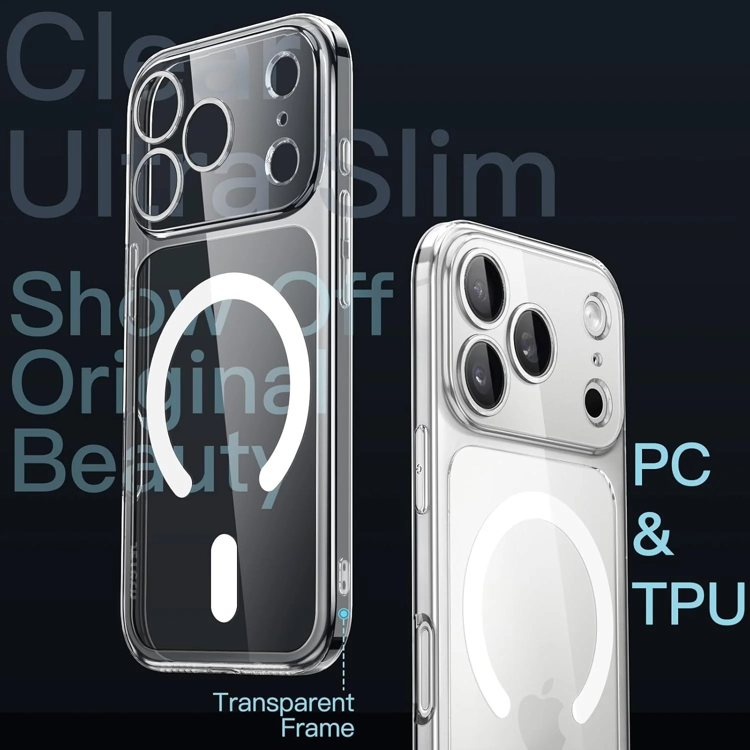 JETech Magnetic Slim Case for iPhone 17 Pro Max Clear Ultra-Thin Protection - Image 3