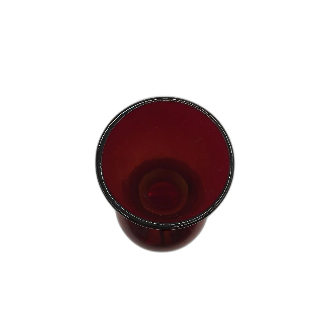 VINTAGE Blood Red Tear Drop Bodied Glass Vase With Clear Footed Base 20cm - Image 4