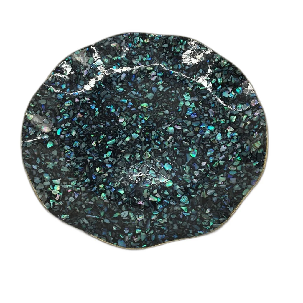 COLLECTABLE New Zealand Natural Paua Shell Resin Trinket Dish 18cm