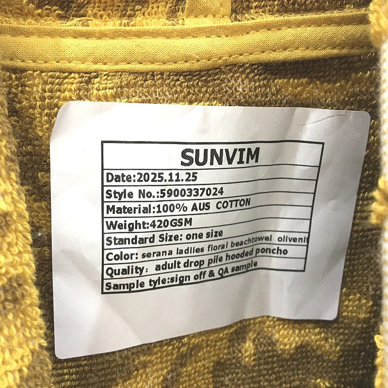 Serana 100% Australian Cotton Mustard Hooded Beach Towel With Pockets OSFM NEW - Image 4