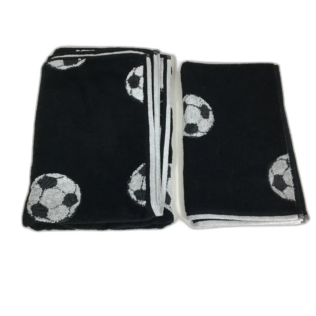 Target 5Pc Black White Kids Soccer Themed Floor Mat, Towel & Face Washer Set NEW - Image 5