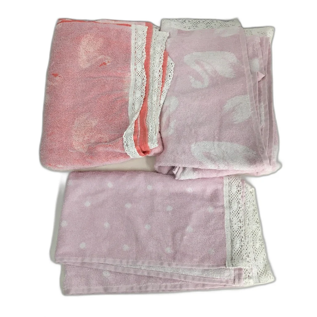 Target 5Pc Lace Detail Cotton Swan Pink Lilac Bath, Hand Towel & Washer Set NEW - Image 3