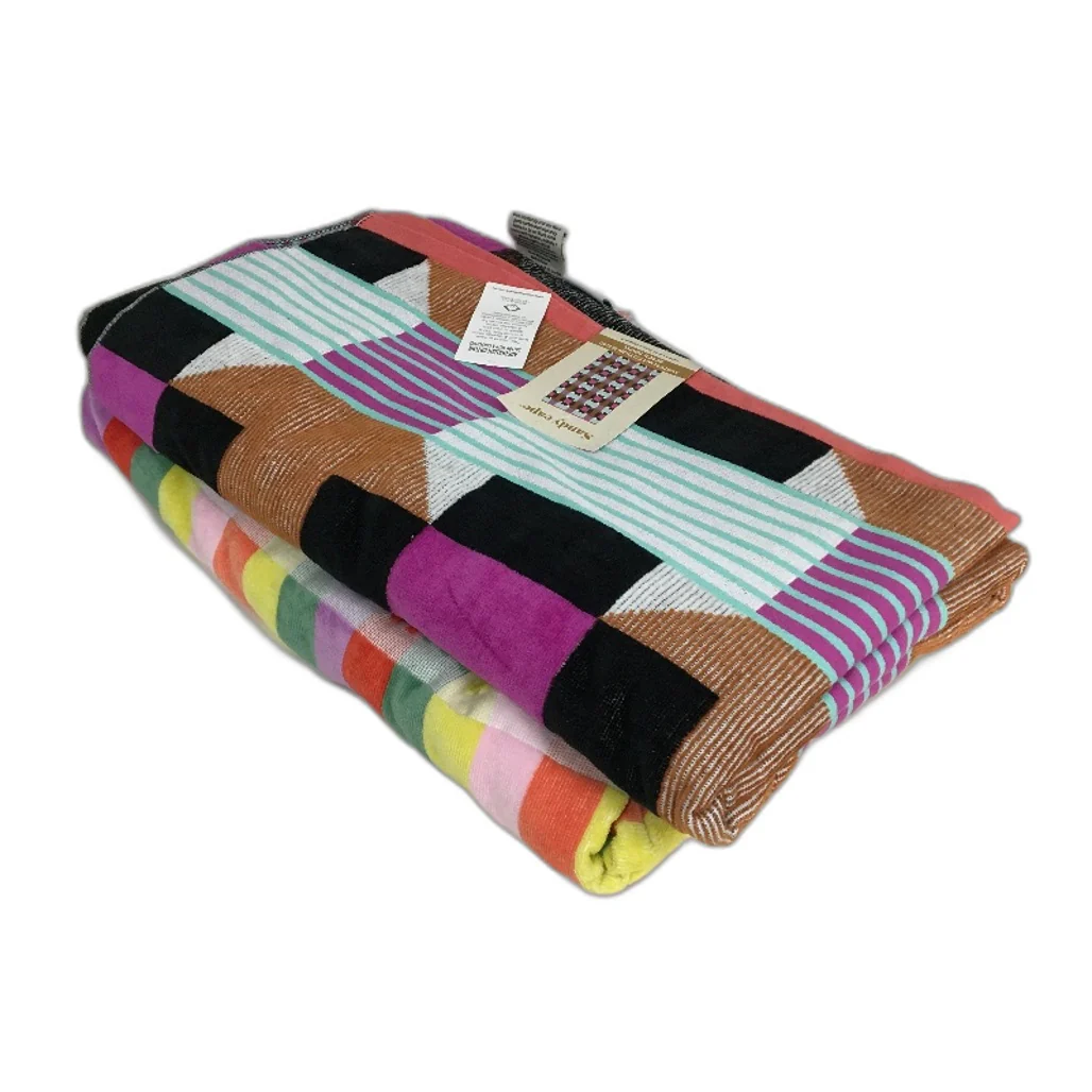 Bright & Colourful Velour Jacquard Adult Size Beach Towel 2Pce Pack 1 x 1.8m NEW