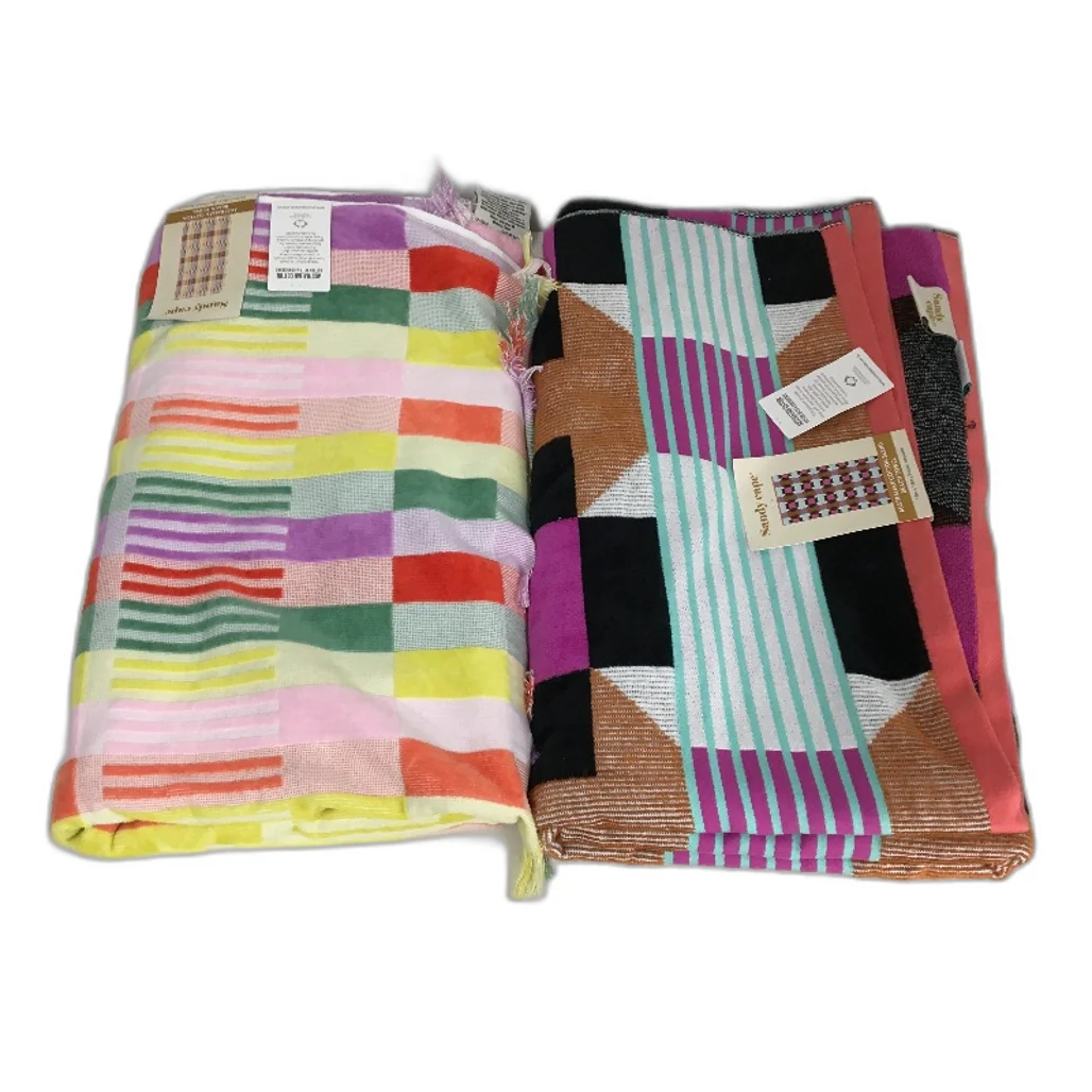 Bright & Colourful Velour Jacquard Adult Size Beach Towel 2Pce Pack 1 x 1.8m NEW - Image 2