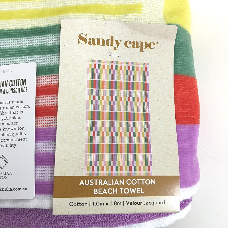 Bright & Colourful Velour Jacquard Adult Size Beach Towel 2Pce Pack 1 x 1.8m NEW - Image 4
