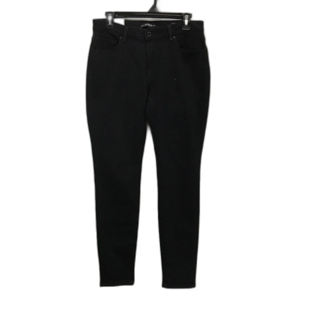 Guess Annette Skinny Slim Tapered Black Mid Rise Jeans Ladies Size UK 31 NEW