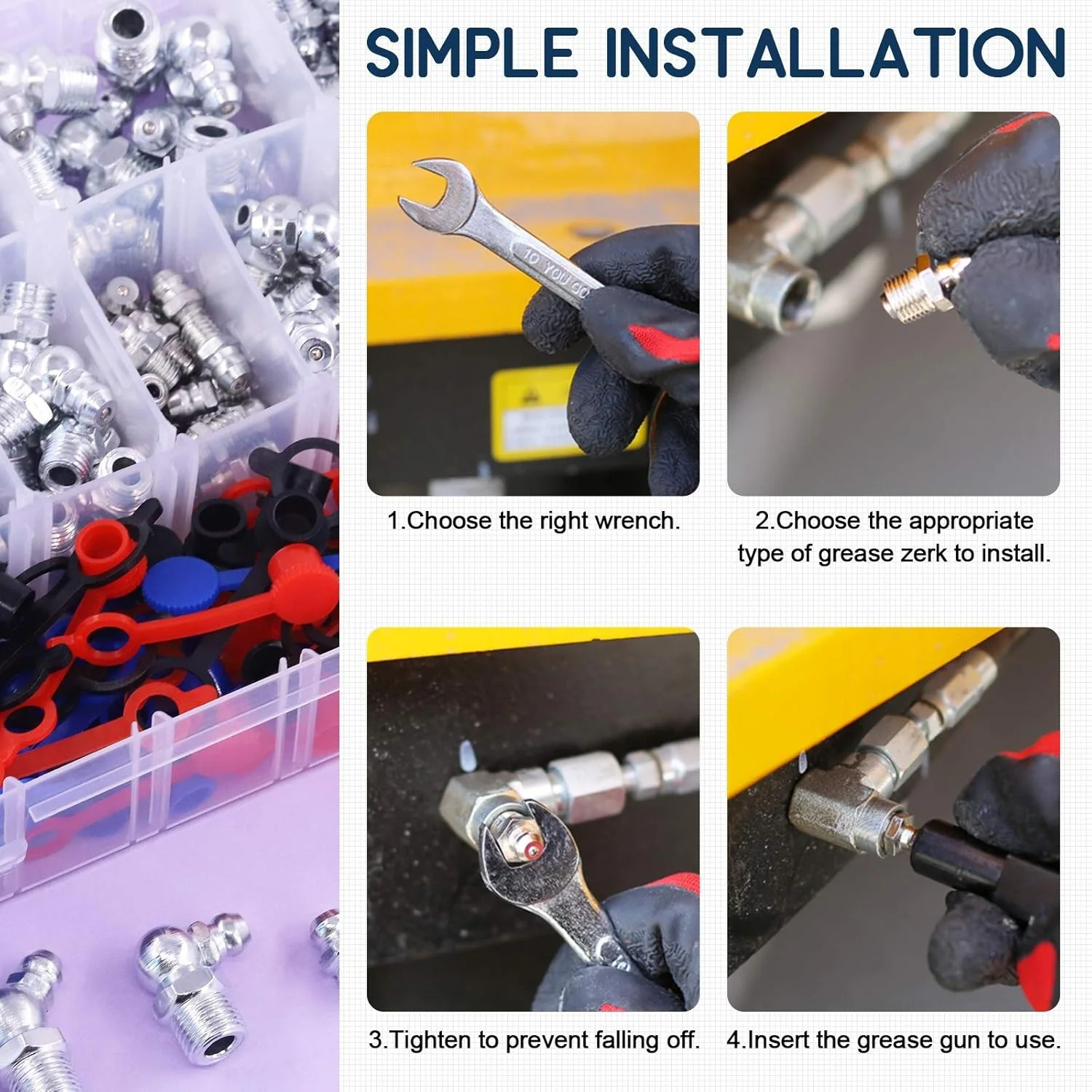 Swpeet 245Pcs Hydraulic Grease Nipple Assortment Kit with Caps Online AU DEMO - Image 5