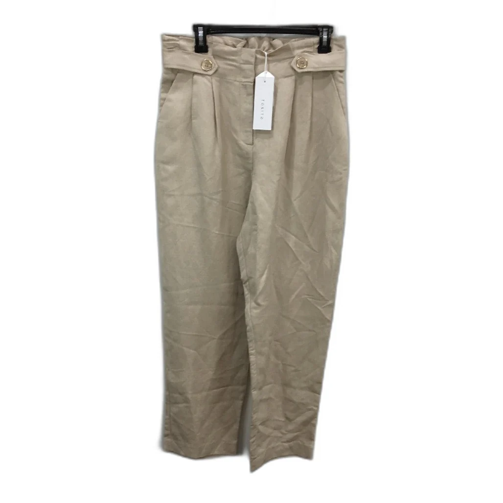 Tokito Button Detail Ecru White Linen Blend Tapered Pants Ladies Size 10 NEW