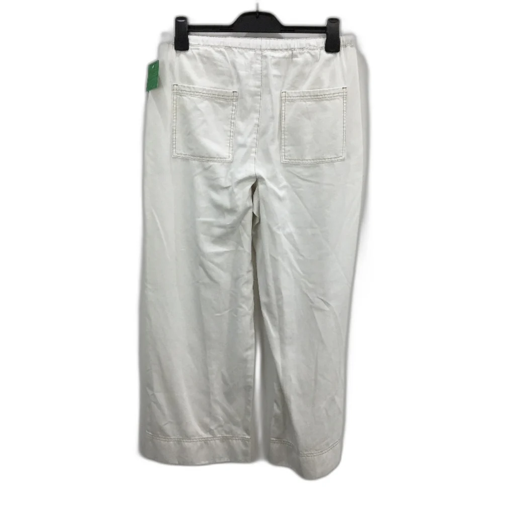 Grab Denim Elastic Tie Waist Wide Leg Ecru White Pants Ladies Size 10 NEW - Image 2