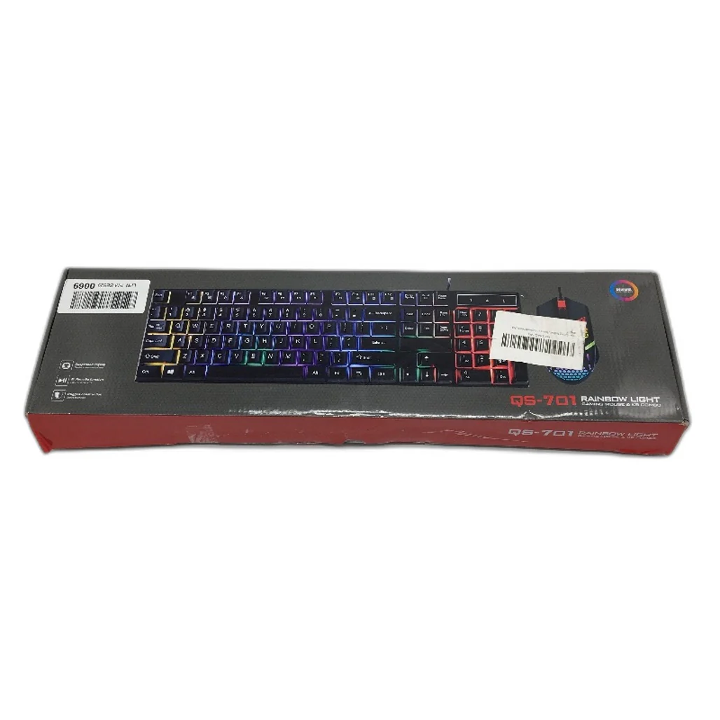 QS-701 Rainbow Light Gaming Membrane Keyboard and Mouse Combo Set in Black NEW - Image 7
