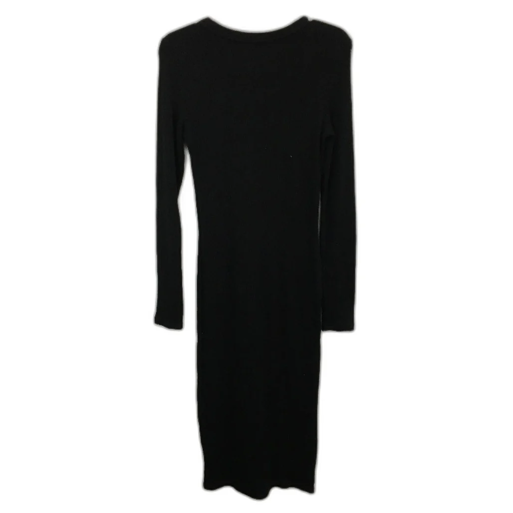 Decjuba Josephione Button Rib Knit Black Midi Dress Ladies Size Small NEW - Image 2