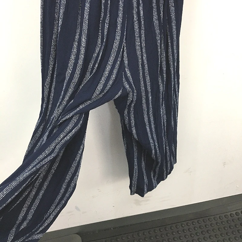 Ghanda Sleeveless Ruched Waist Navy Striped Jumpsuit Ladies Size Medium - Image 4