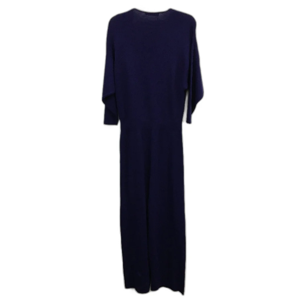 Zara Rib Knit Wrap Top Navy Mid Sleeve Wide Leg Jumpsuit Ladies Size Small - Image 2