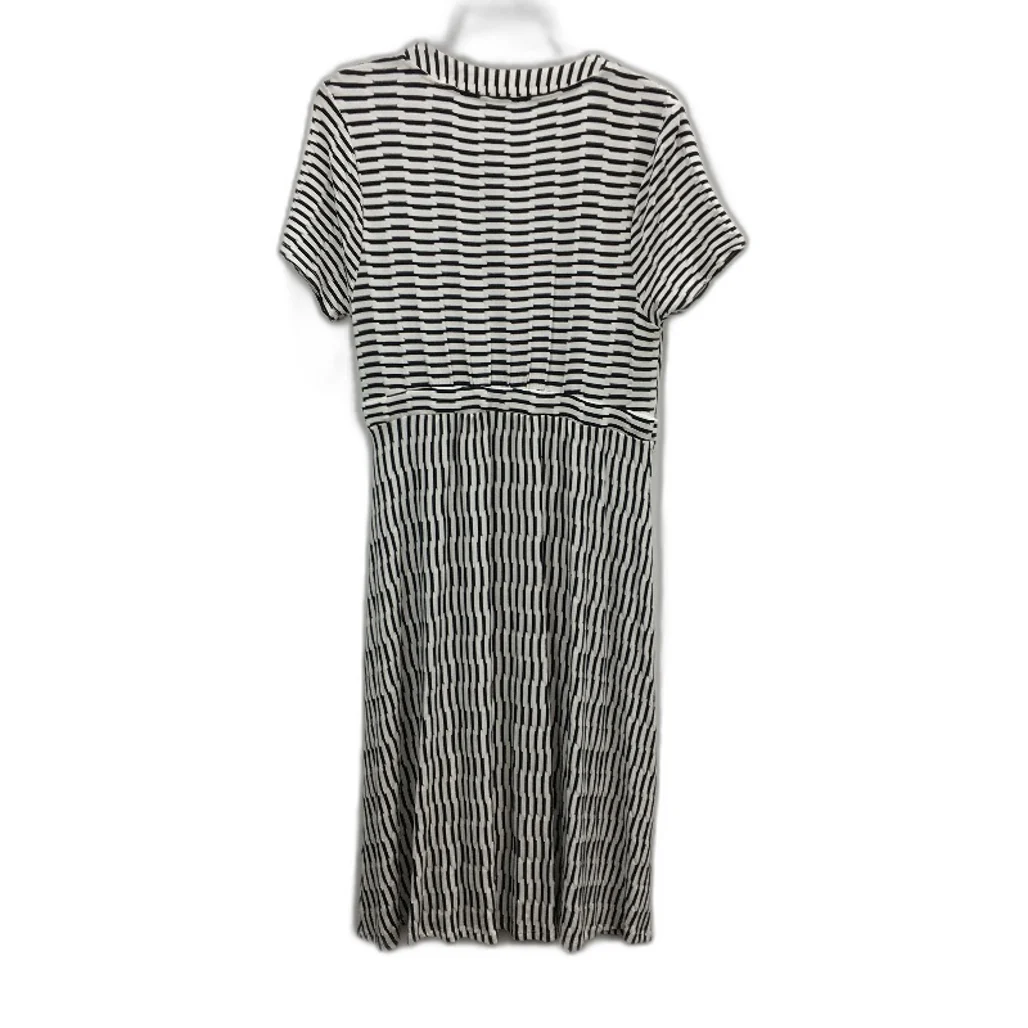 French Connection Button Detail Wrap White Navy Stripe Dress Ladies Size Medium - Image 2