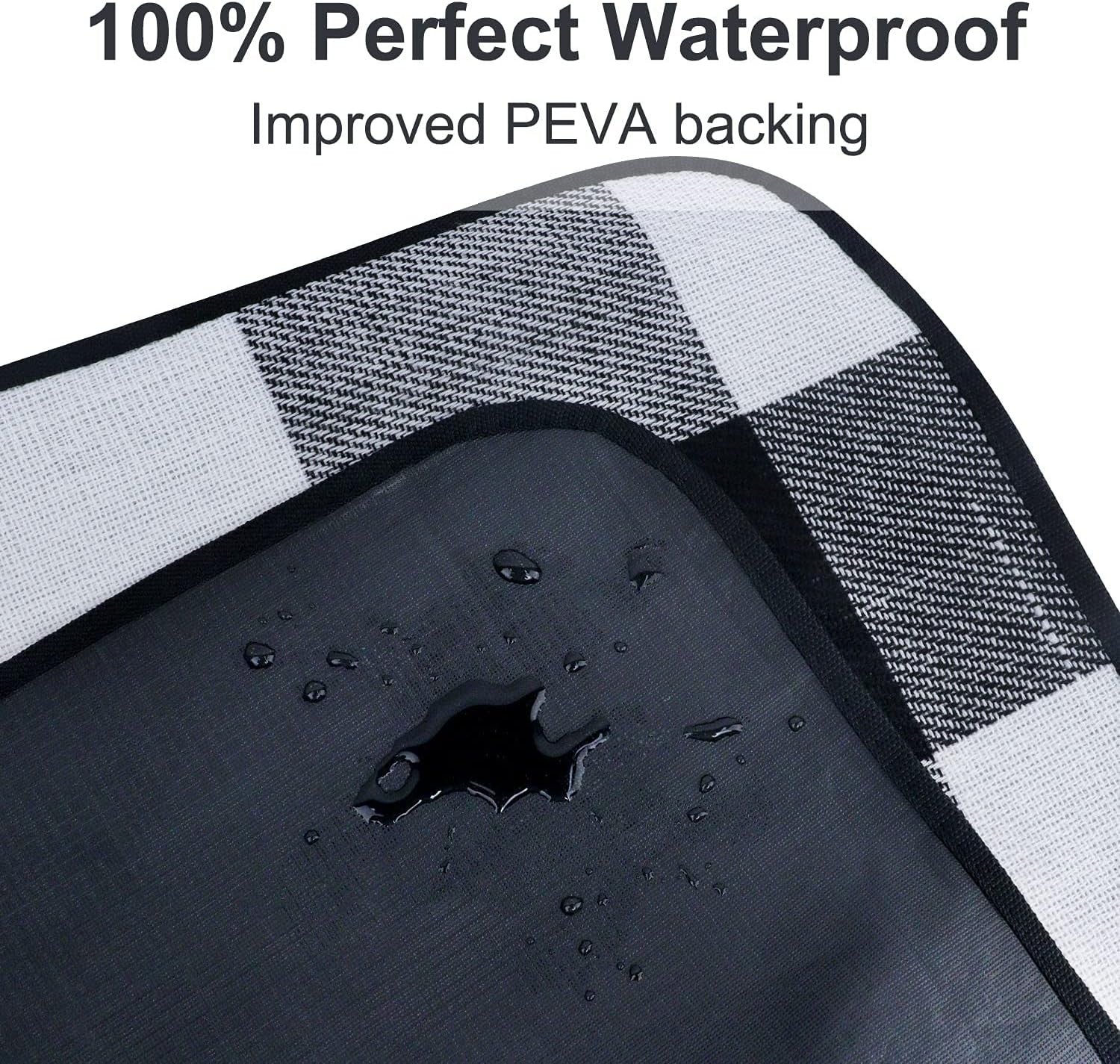 Goodsnetic 200cm Oversized Waterproof Black White Plaid Picnic Blanket NEW - Image 5