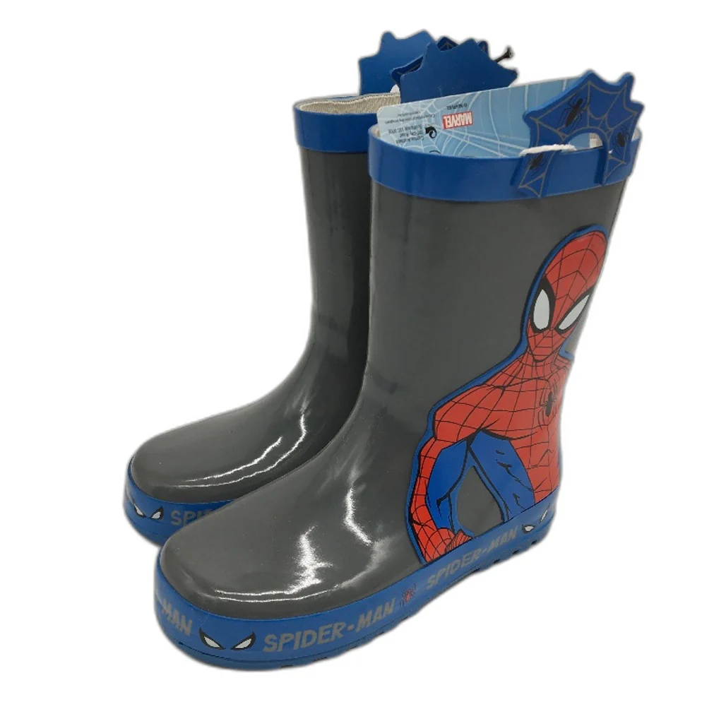 Marvel Spider-Man Grteay RainBoots Kids Size 12 & 2 Blue Drink Bottle Pack NEW - Image 2