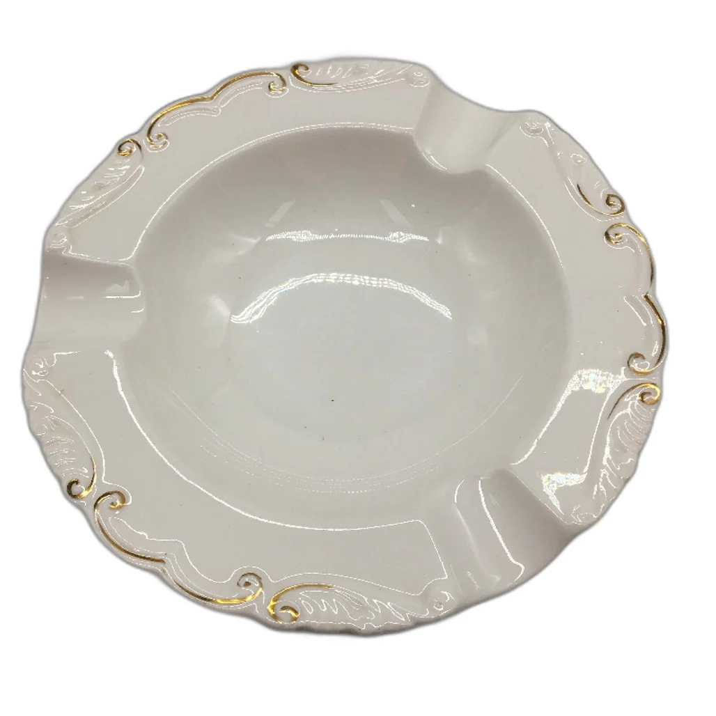 VINTAGE Royal Albert Bone China White Gold Leaf Rimmed 4 Saucers & Trinket Dish - Image 3