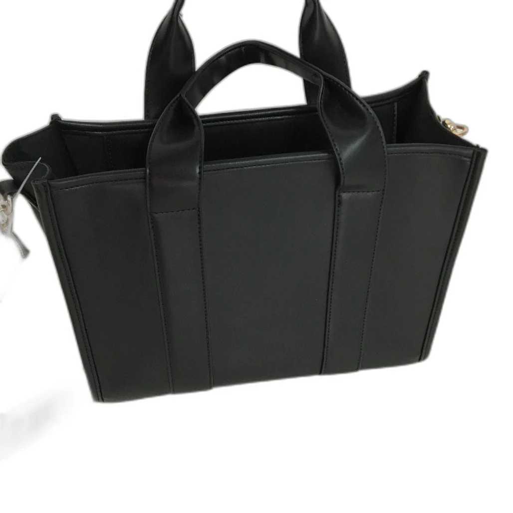 Black Leather Look Work Tote Style Hand Bag With Handles & Shoulder Strap NEW - Image 5