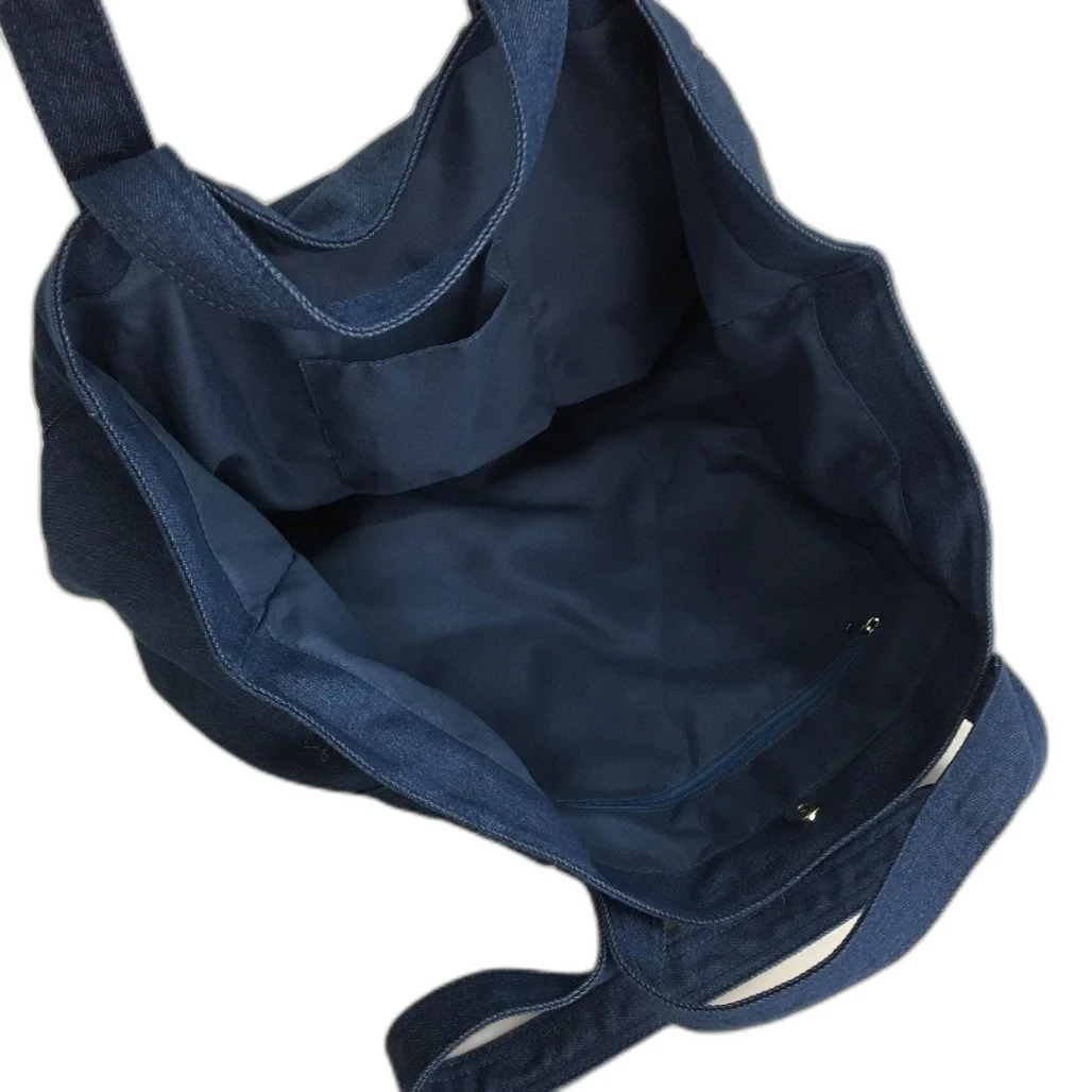 Lightweight Blue Denim Multi Pocket Nappy Bag Large Tote Large Shoulder Bag NEW - Image 3