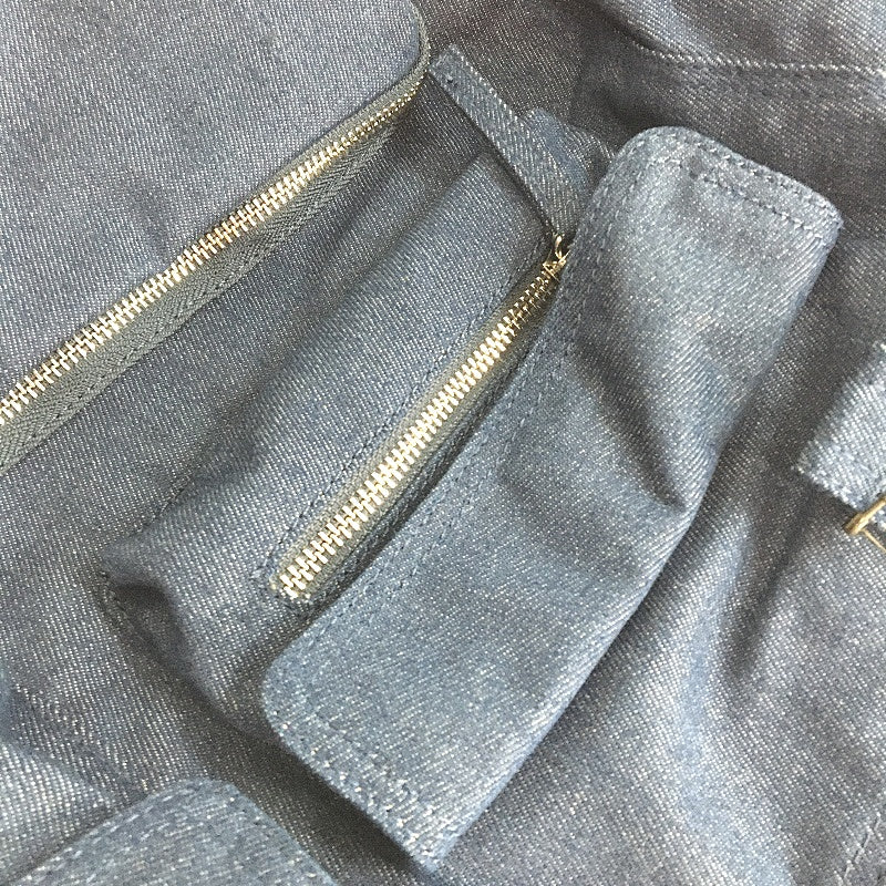 Lightweight Blue Denim Multi Pocket Nappy Bag Large Tote Large Shoulder Bag NEW - Image 4