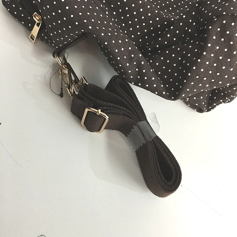 Chocolate Brown White Polka Dot Backpack & Duffle Bag Matching Set NEW - Image 5