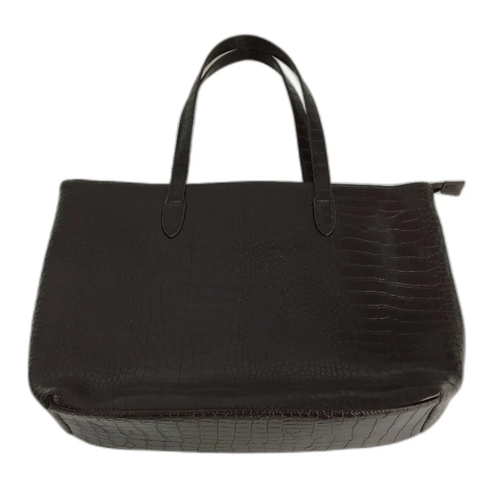 Chocolate Brown Faux Crocodile Leather Large Tote & Phone Bag Matching Set NEW - Image 2