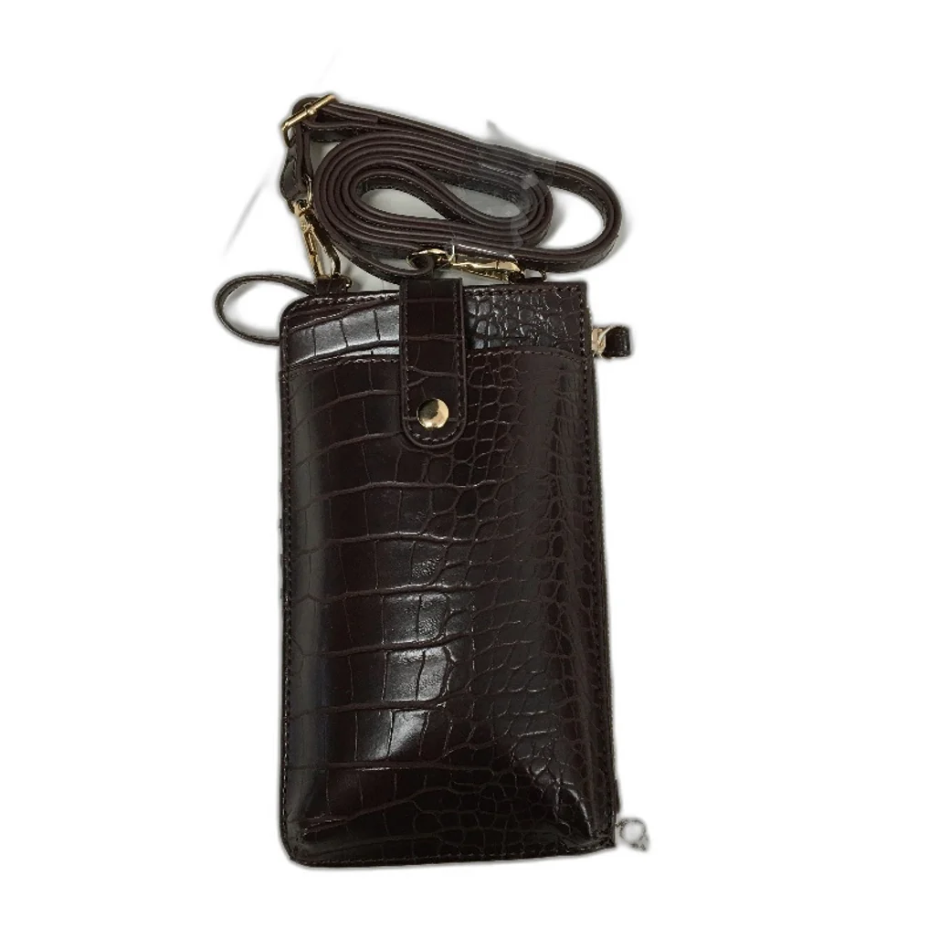 Chocolate Brown Faux Crocodile Leather Large Tote & Phone Bag Matching Set NEW - Image 3