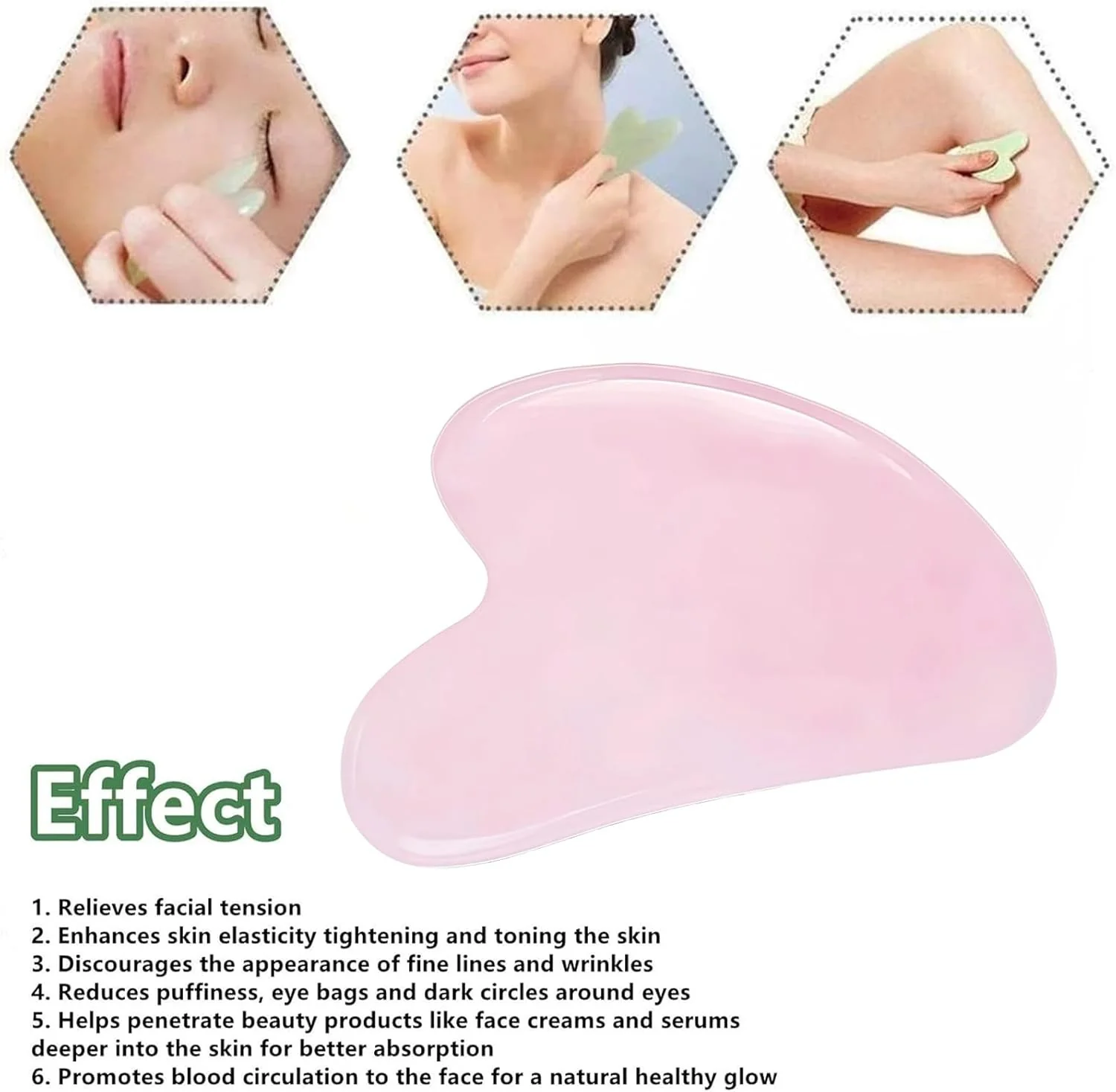Lgqsunfa Gua Sha Facial Massage Tools Set with Pink Jade & Green Stone - Image 4