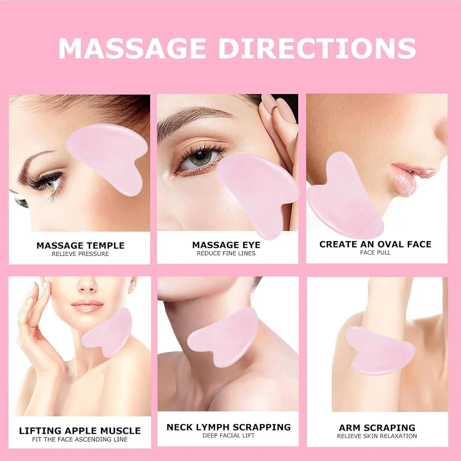 Lgqsunfa Gua Sha Facial Massage Tools Set with Pink Jade & Green Stone - Image 7