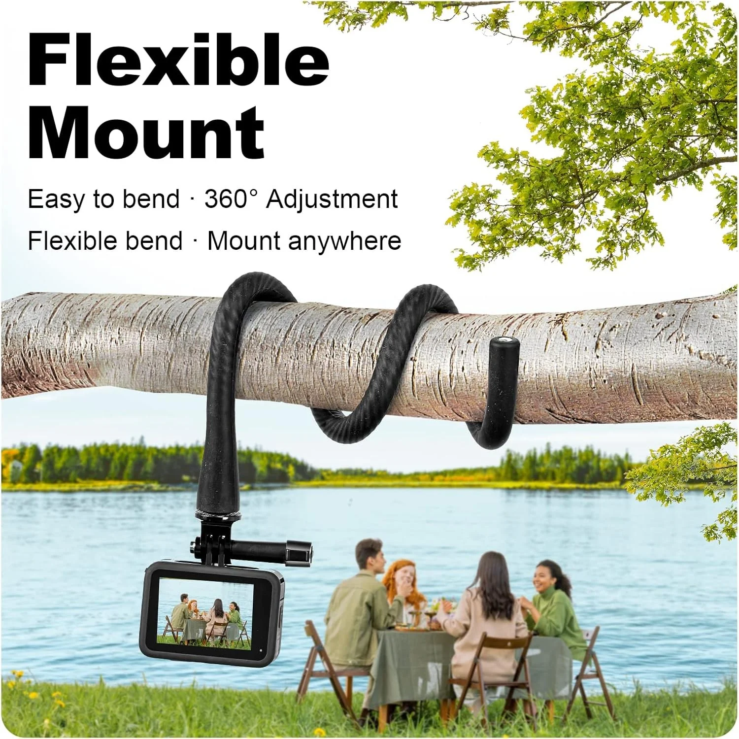 TELESIN Flexible Mount Clamp Selfie Stick for GoPro & Insta360 - Image 2
