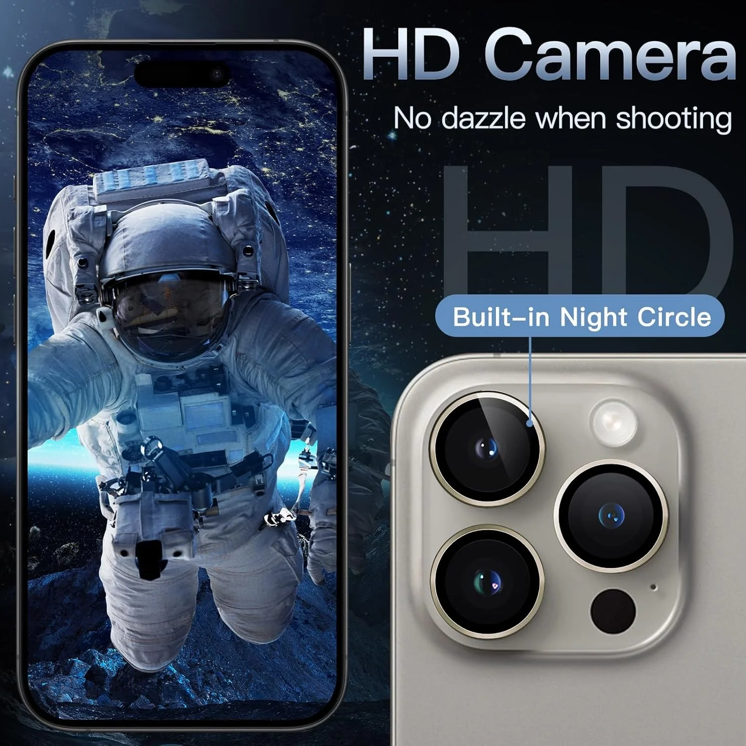 JETech Camera Lens Protector for iPhone 15 Pro Max 6.7" HD Clear - Image 5
