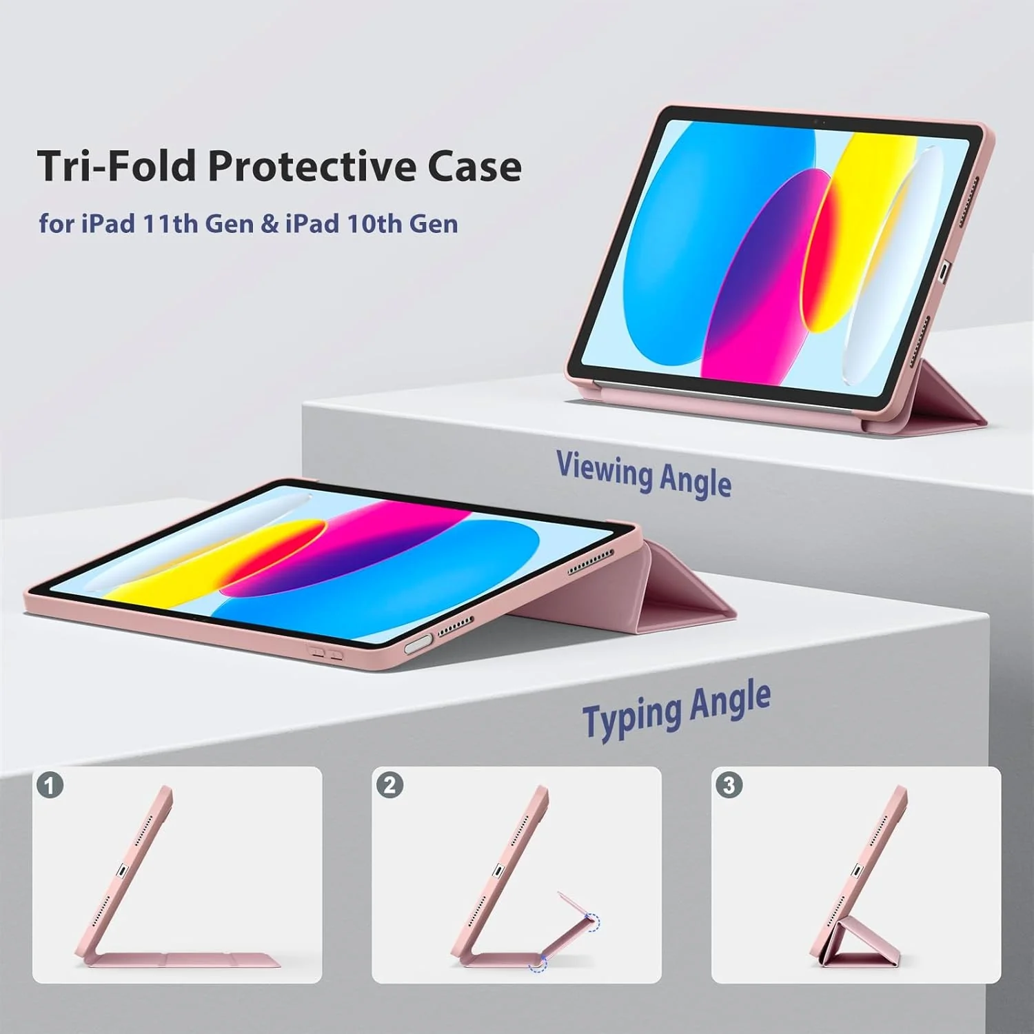 Meliya Slim Hard Shockproof Case for iPad 11" & 10.9" 2022 Pink - Image 4