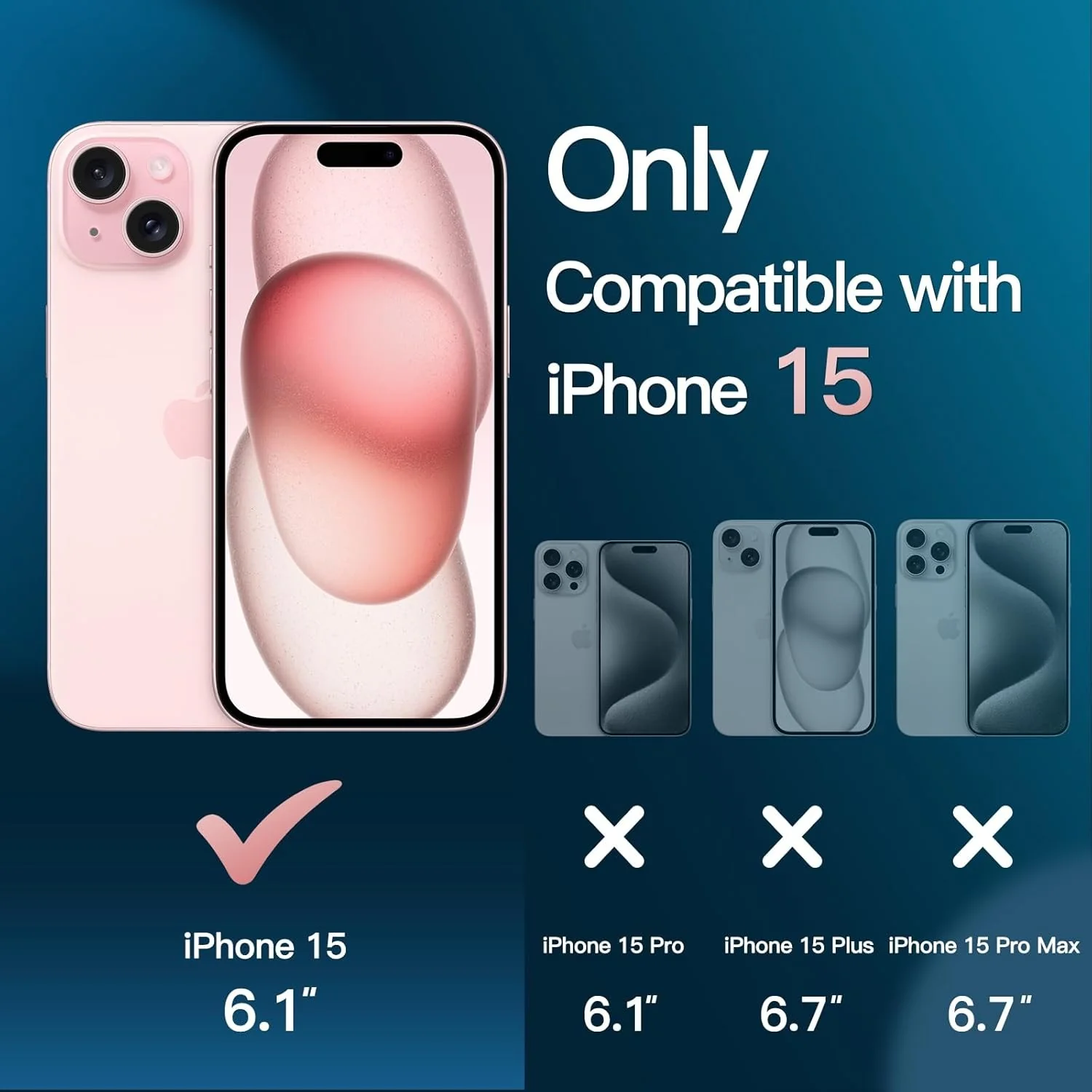 JETech 5 in 1 iPhone 15 Case with Tempered Glass Protectors Pink - Image 2
