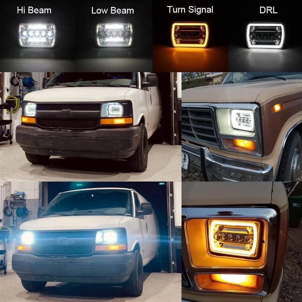 X.Starline 5x7 LED Headlights Dual Colour White Amber Pair for Jeep Pickup - Image 7
