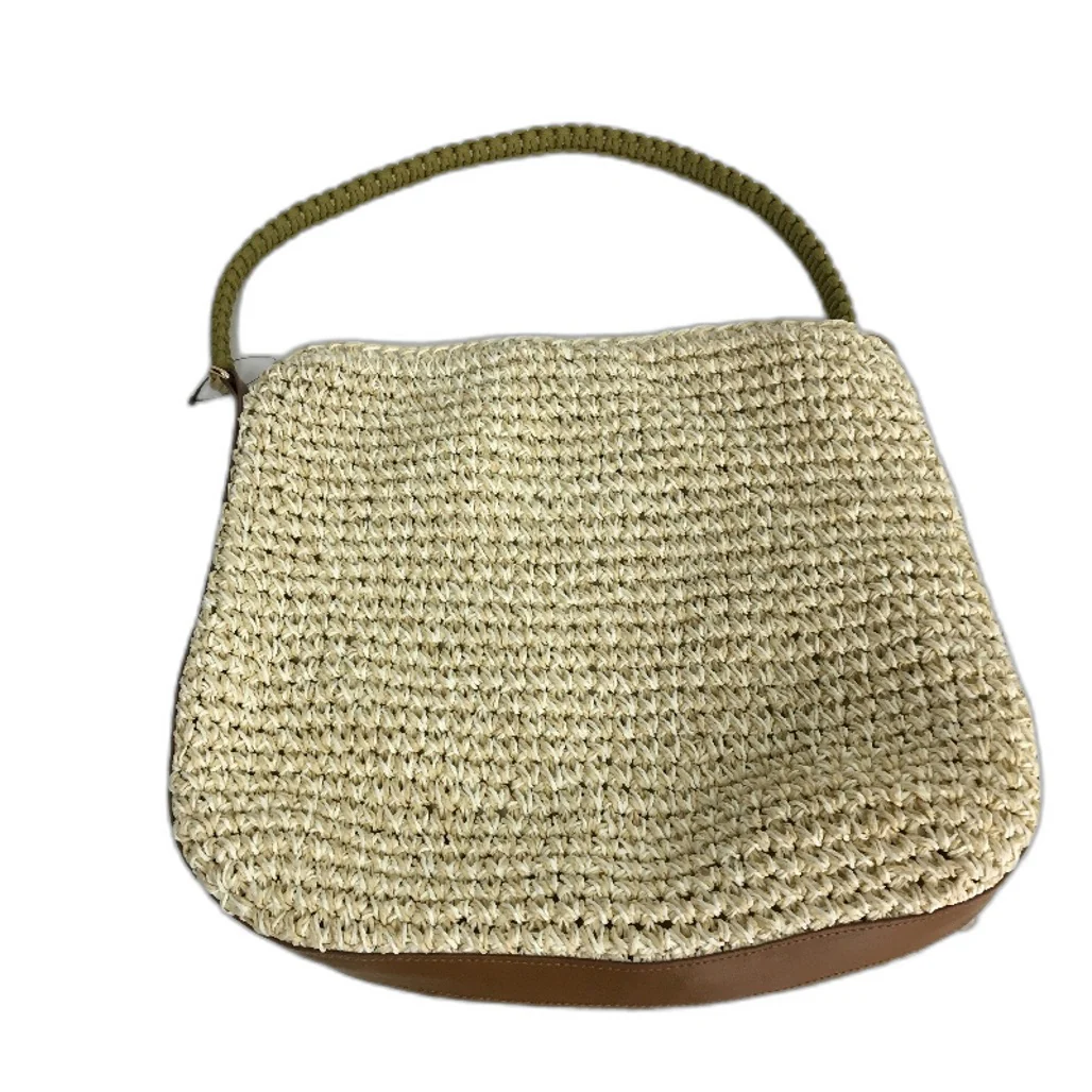 Mocha Brown & Olive Green Rope Handled Woven Fibre Style Market Tote Bag Set NEW - Image 2