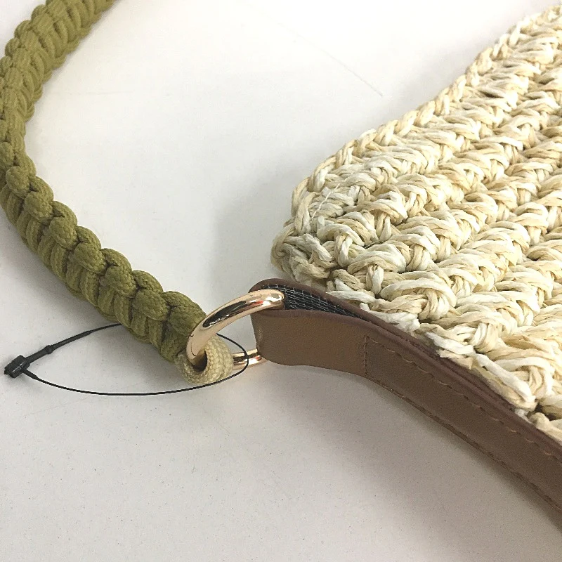 Mocha Brown & Olive Green Rope Handled Woven Fibre Style Market Tote Bag Set NEW - Image 3