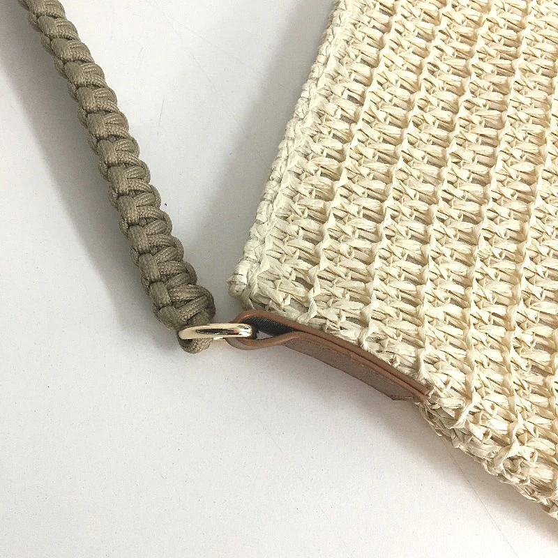 Mocha Brown & Olive Green Rope Handled Woven Fibre Style Market Tote Bag Set NEW - Image 5