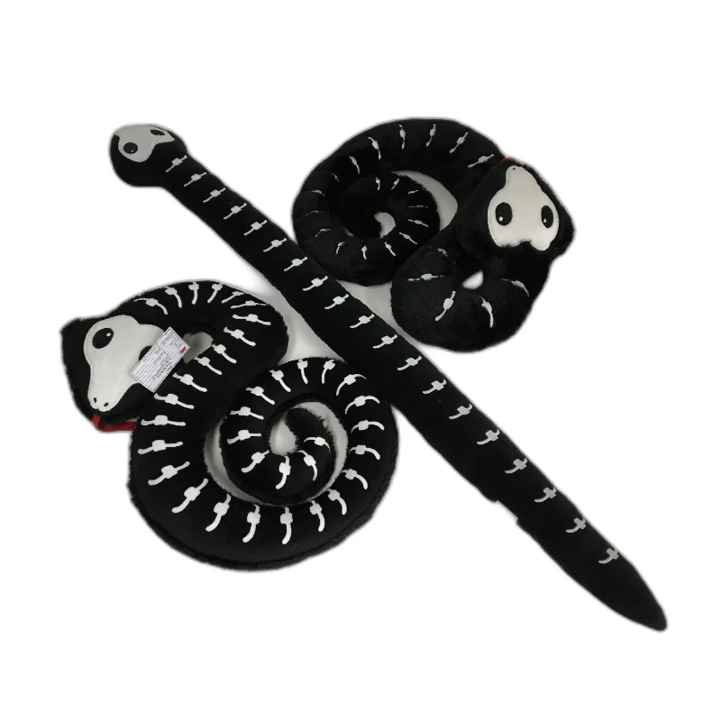 COLLECTABLE 3Pce Soft & Fluffy Skeleton Black Snake Themed Stuffed Toy Pack NEW