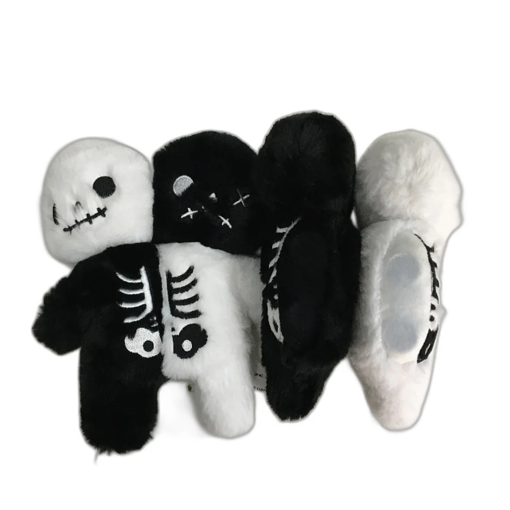 COLLECTABLE 5Pce Soft & Fluffy Skeleton Black White Themed Stuffed Toy Pack NEW - Image 2