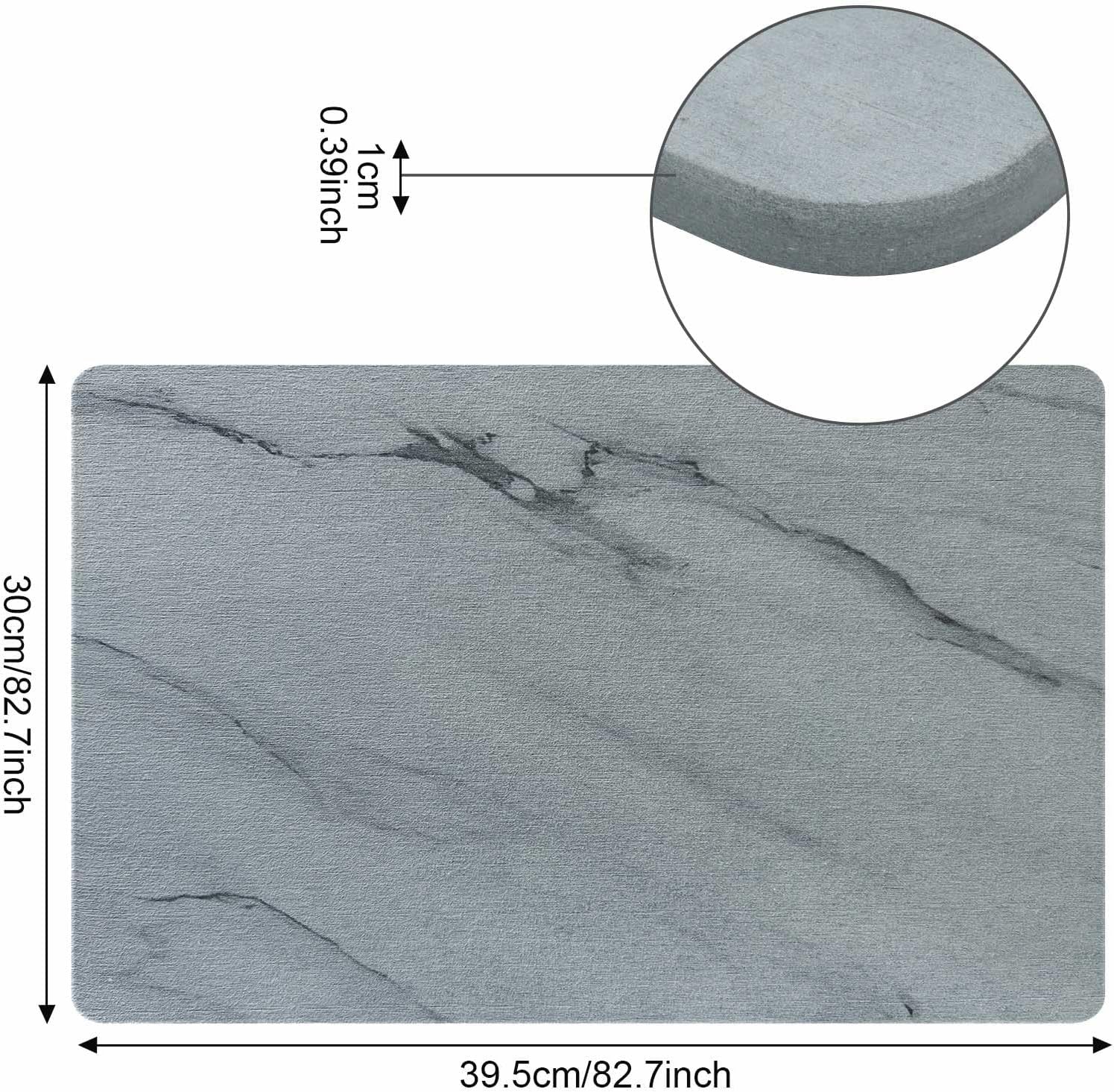 DAWNTREES Super Absorbent Diatomite Stone Kitchen Drying Mat 30x40cm Grey NEW - Image 2