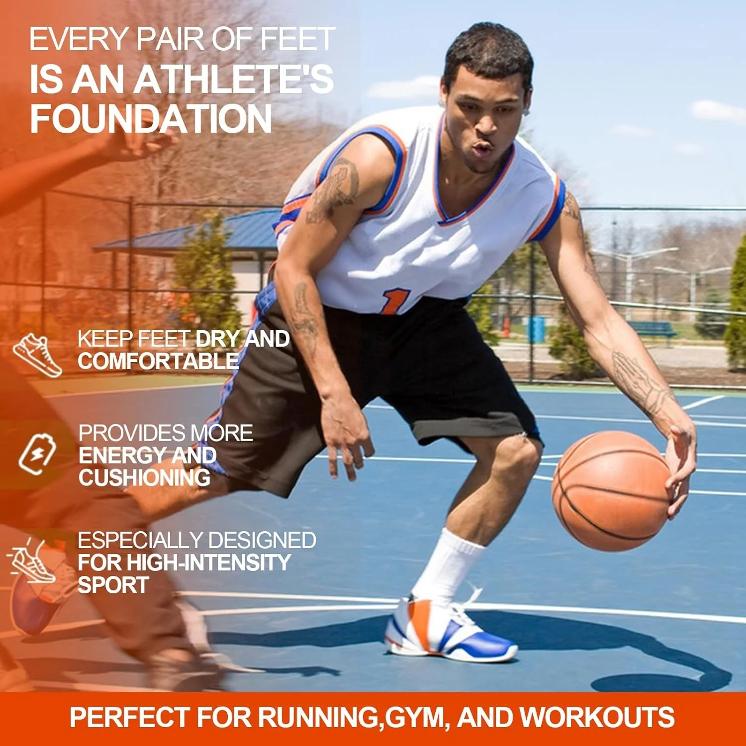 H HOME-MART Orange Running Athletic Shoe Insoles for Men & Women - Image 6