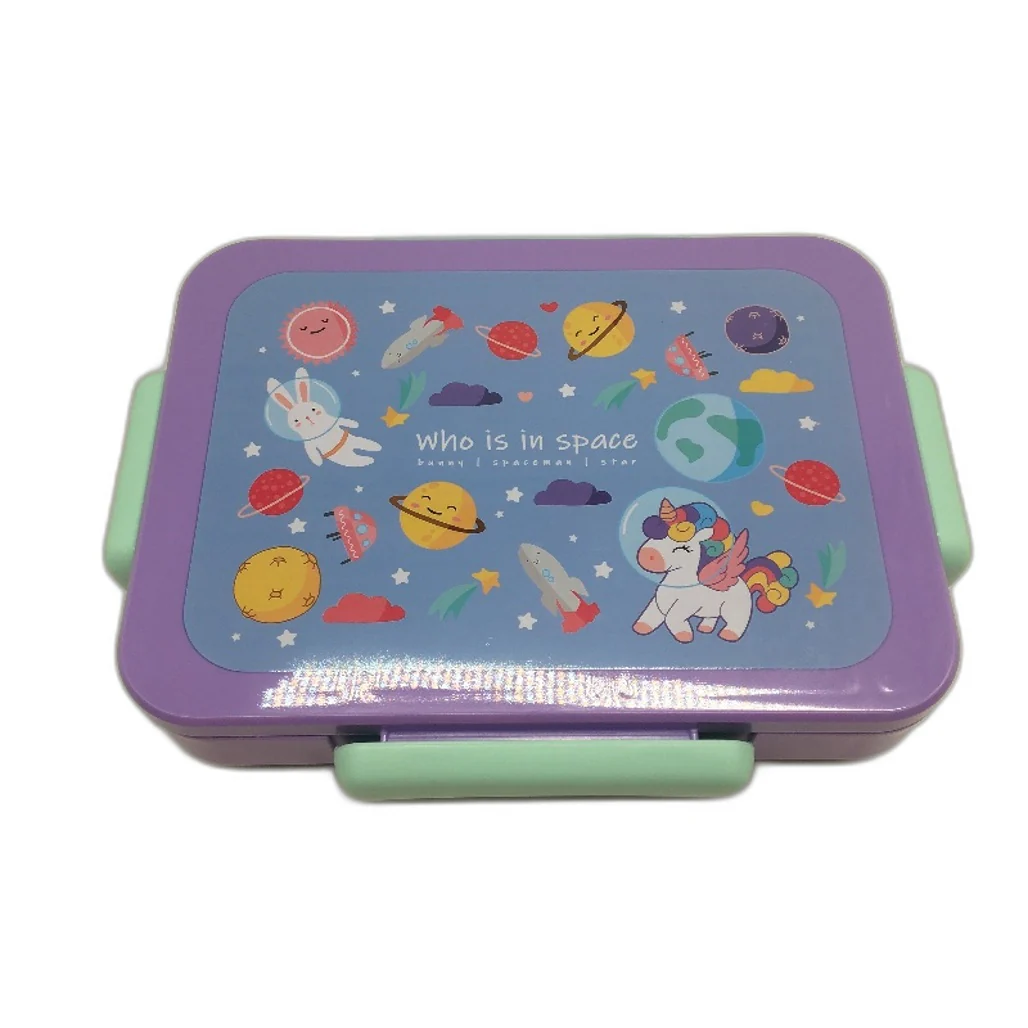 Kids Bento Lunch Box 5 Compartment Leakproof Container With Fork Snack Tub NEW