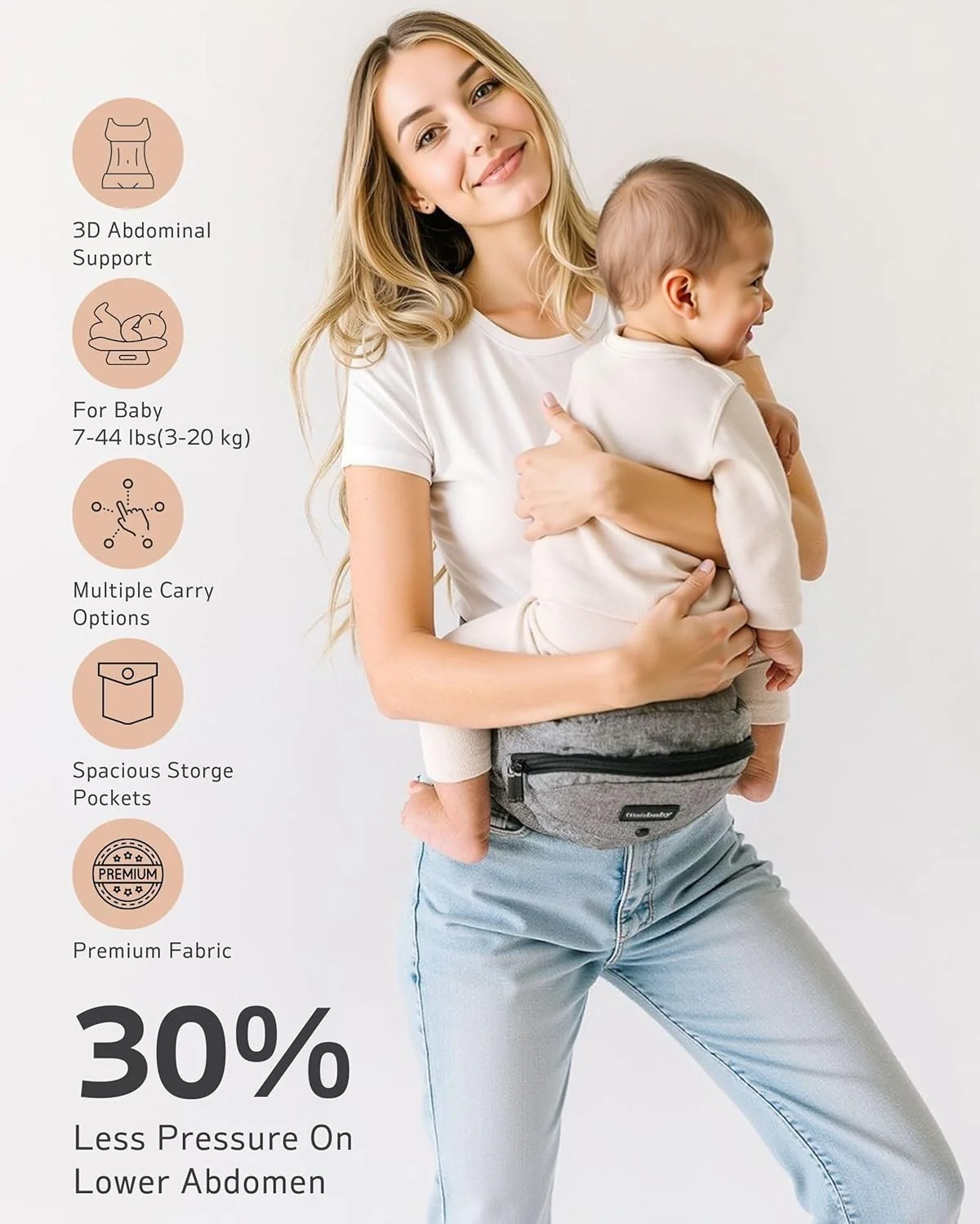 Pandanling Hip Seat Baby Carrier Ergonomic Design for Newborns to Toddlers - Image 2