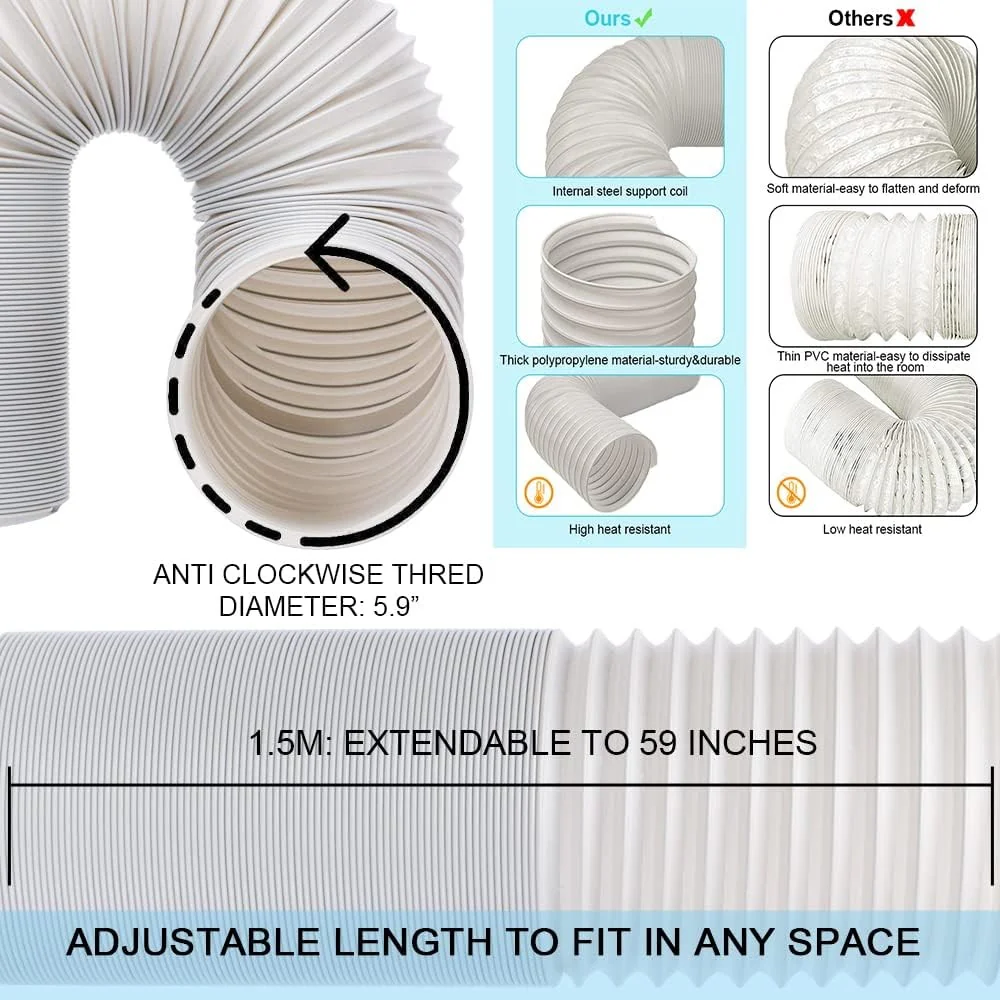 Kerykwan Portable Air Conditioner Window Door Kit with Exhaust Hose - Image 3