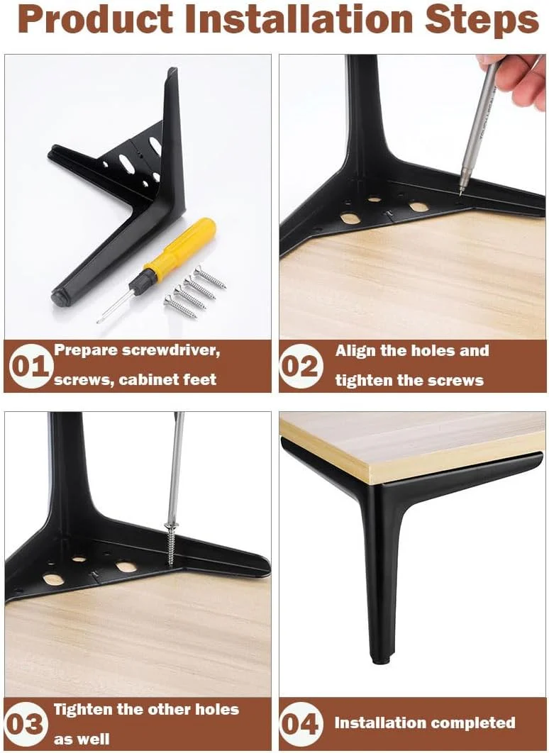 Anfower Modern Iron Furniture Leg Set of 4 Gray Diamond Feet for Cabinets - Image 6