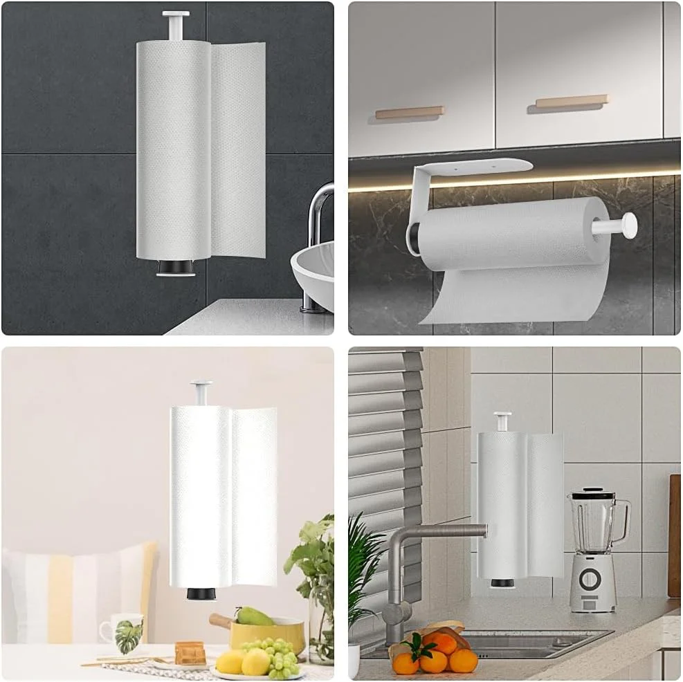 HiFan One-Handed Tearable Paper Towel Holder Wall Mount Adhesive White - Image 7