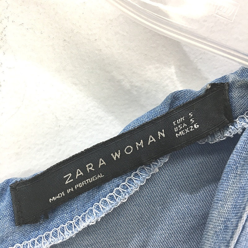 Zara Woman Mid Blue Light Tencil Denim Short Sleeve Dress Ladies Size Small - Image 4