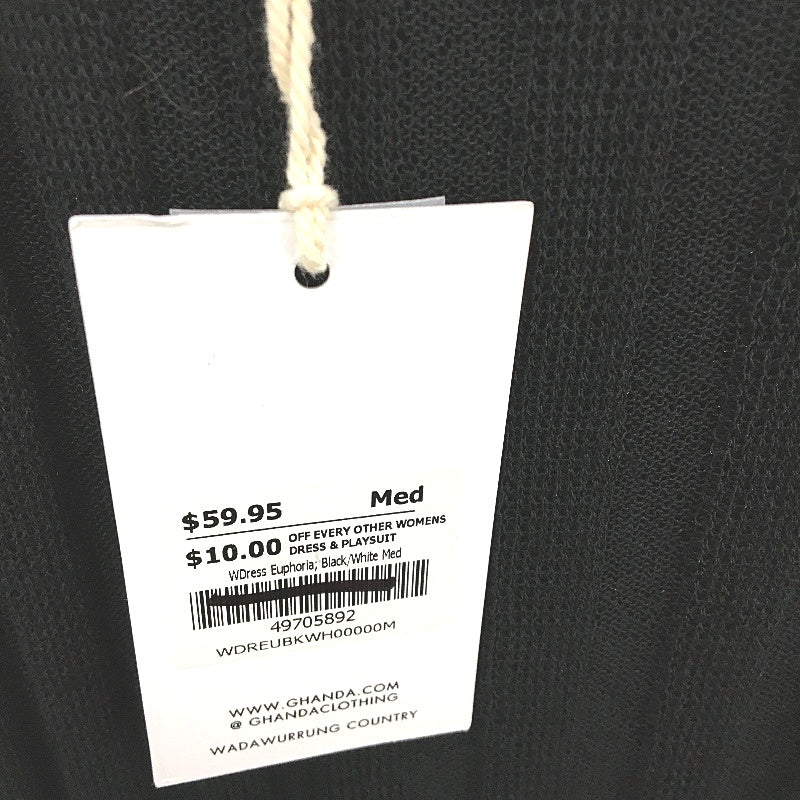 Ghanda Black White Trim Euphoria Knit Fabric Slim Fit Dress Ladies Size M NEW - Image 3