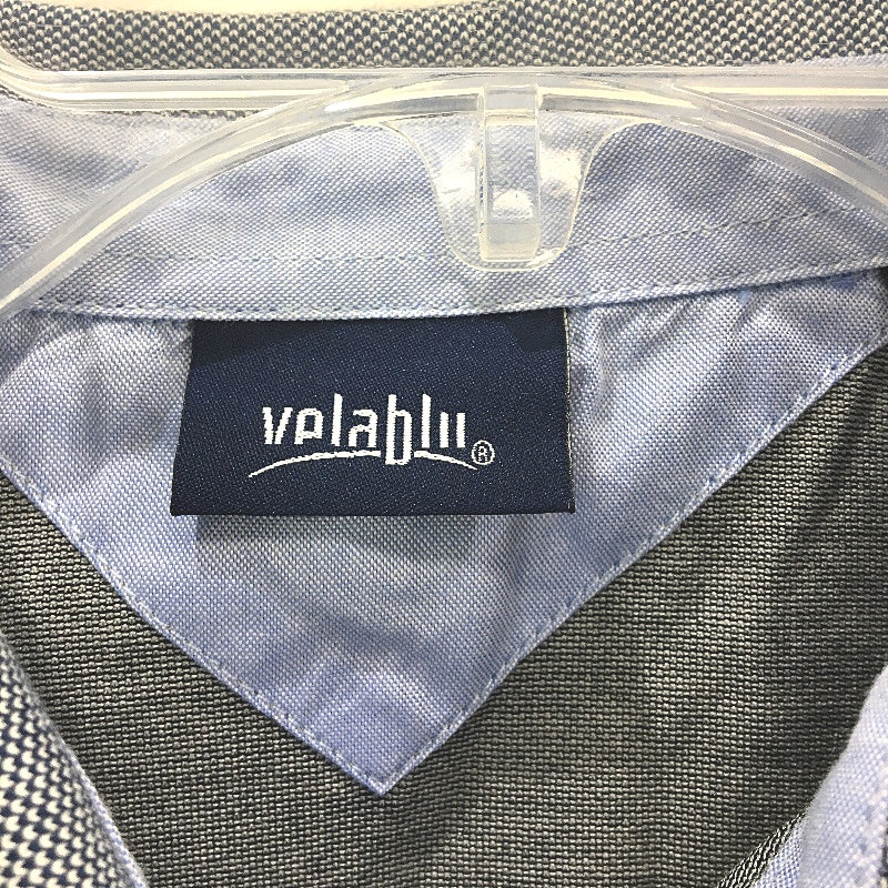 Vela Blu Maglificio 100% Cotton Lightweight Navy Microcheck Polo Shirt Mens L - Image 3